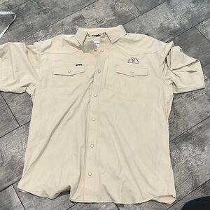 Men's Casual Tan Button-Down Shirt